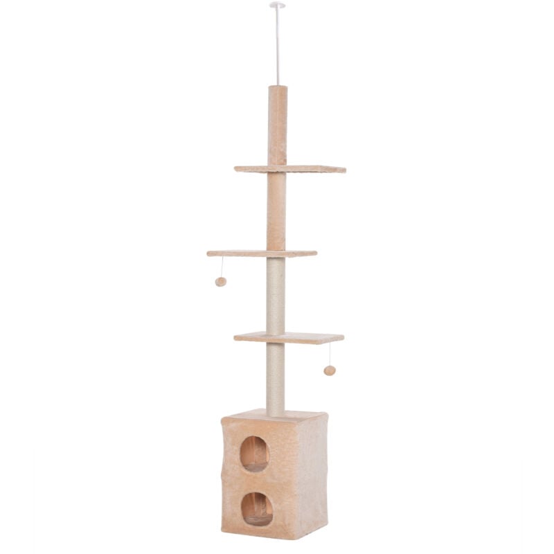 foto del prodotto pawhut tiragraffi a soffitto multilivello con cucce 220 245cm