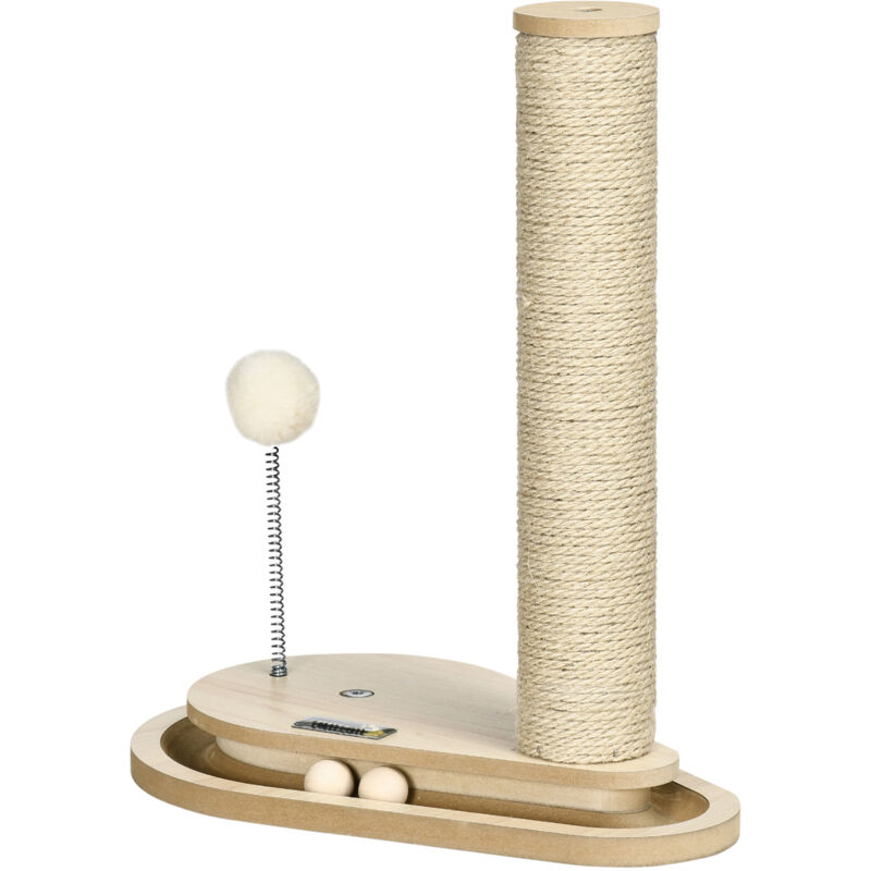 foto del prodotto pawhut tiragraffi per gatti 4kg max con palline da gioco color rovere