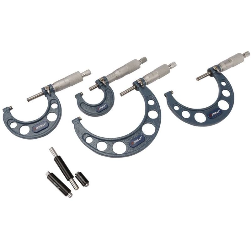 foto del prodotto pce dasqua 4111 8210 set di micrometri per esterni da 4 pezzi 0 100 mm lettura 0.01 mm