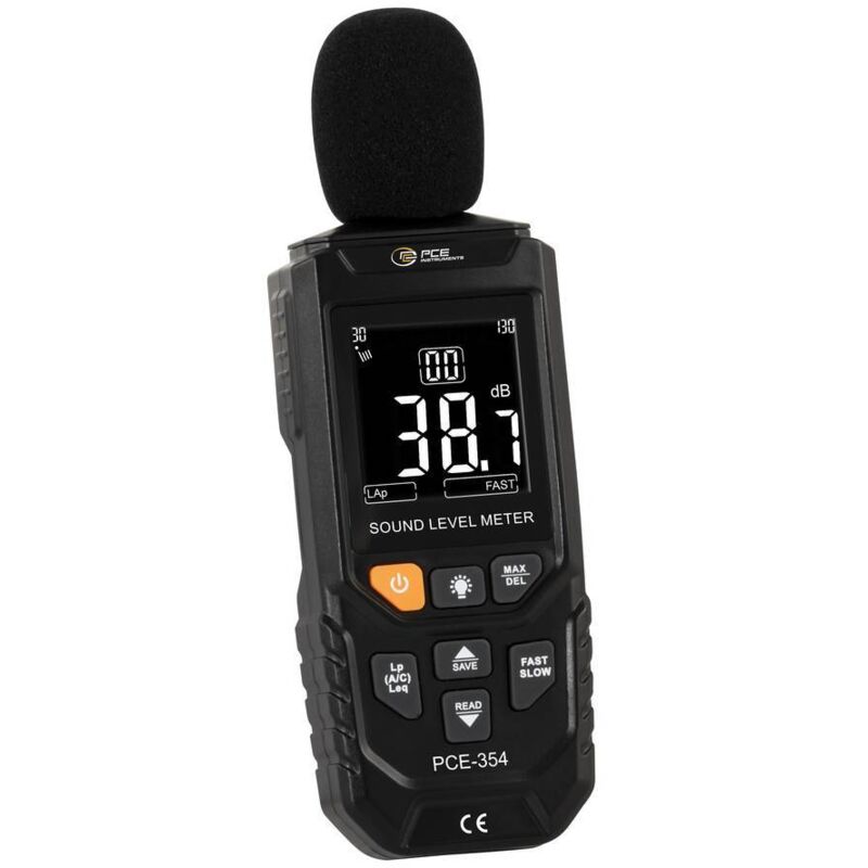 foto del prodotto pce instruments strumento di misura del livello sonoro pce pce 354 30...130 db 20...12500 hz leq lap lcp valutazione della freque