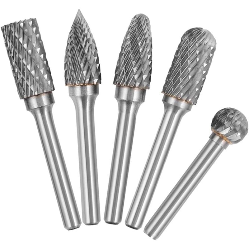 foto del prodotto pcs 6mm gambo 10mm testa carburo di tungsteno doppio taglio set di frese rotanti per lavorazione del legno incisione smerigliatrice matrice intaglio