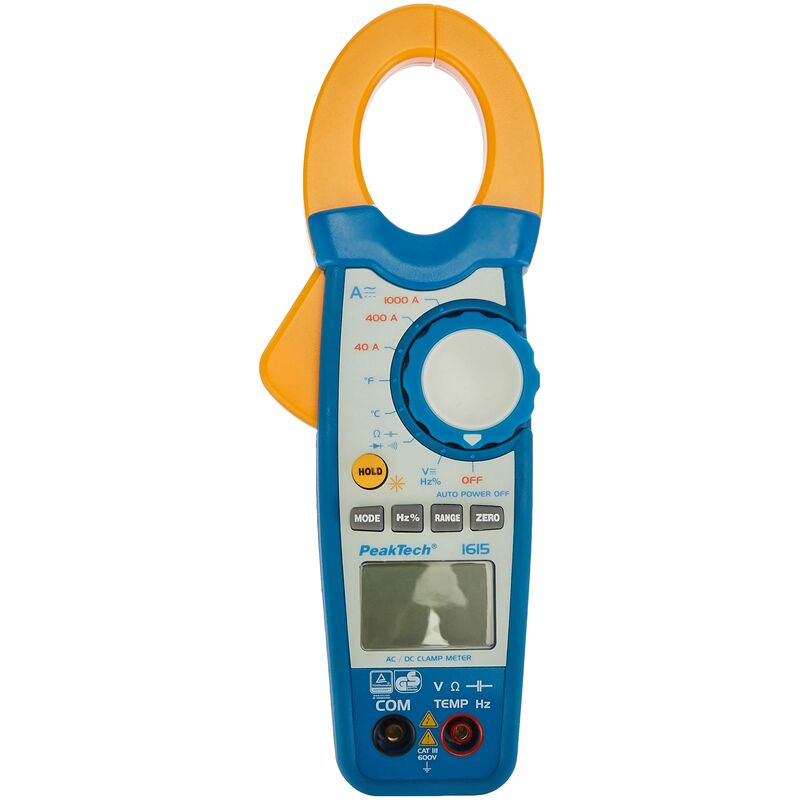 foto del prodotto peaktech p 1615 pinza ac dc 1000a, multimetro a pinza, t v gs, cat iii, pinza amperometrica, 4000 conteggi, voltmetro senza contatto,