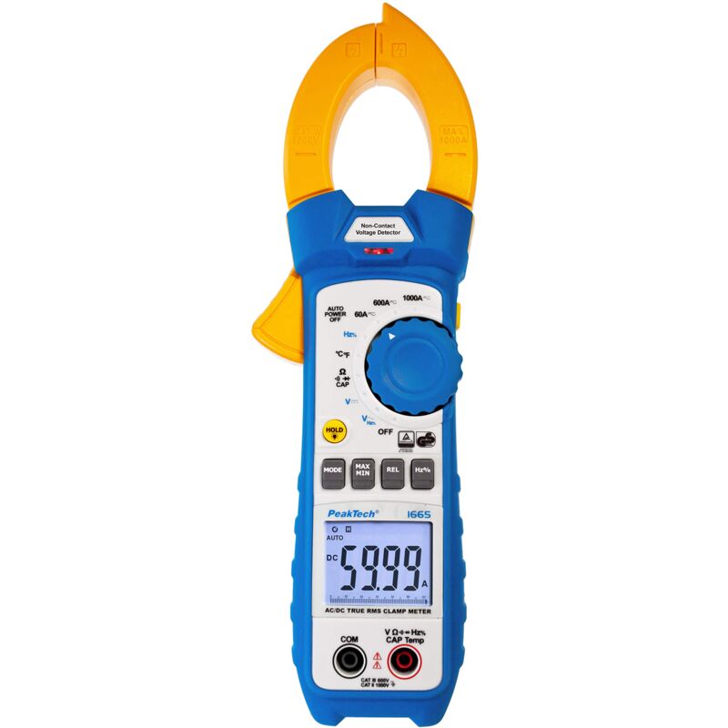 foto del prodotto peaktech p 1665 pinza amperometrica effettiva 1000a ac dc con luce led, 6000 conteggi, multimetro digitale, t v gs, pinza amperometrica,