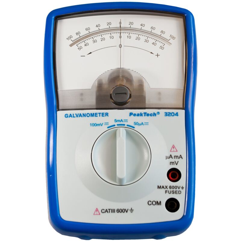 foto del prodotto peaktech peak tech p 3204 analog galvano meter 50 a, 5 ma, 100 mv con drehs pulm ess ottico e speigels kala