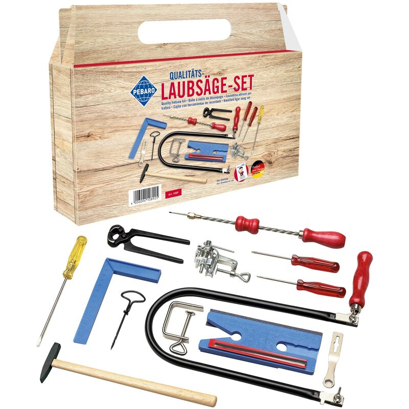 foto del prodotto pebaro 108p kit 21 pezzi, sega da traforo, tagliere, foglie, trapano e altri strumenti inclusi, adatto a tutti gli appassionati di hobby, 108p