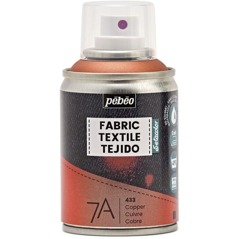 foto del prodotto pebeo pittura spray per tessuti 7a spray tessuti naturali e sintetici a base acqua senza solventi lavabile in lavatrice pittura su