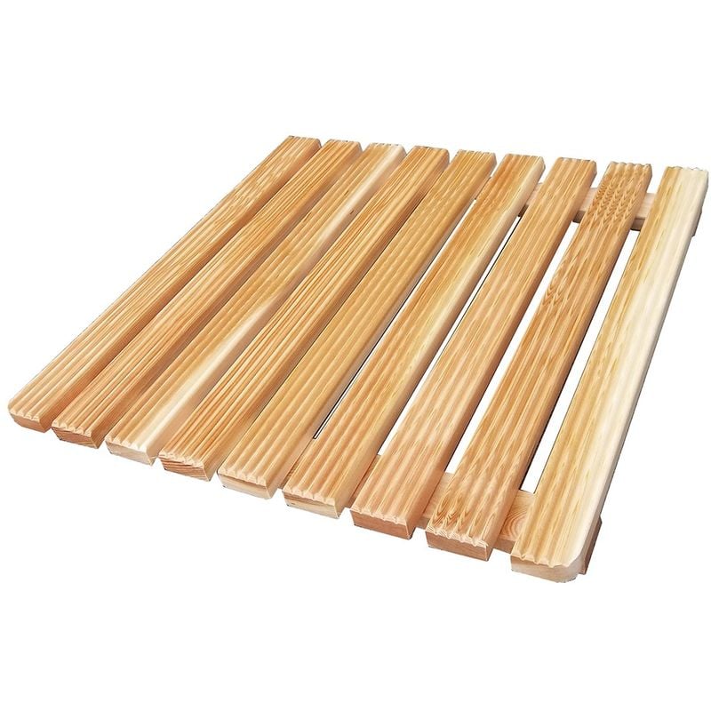 foto del prodotto pedana antiscivolo quadrata 50 x 50 in legno ideale per piatto doccia 70 x 70