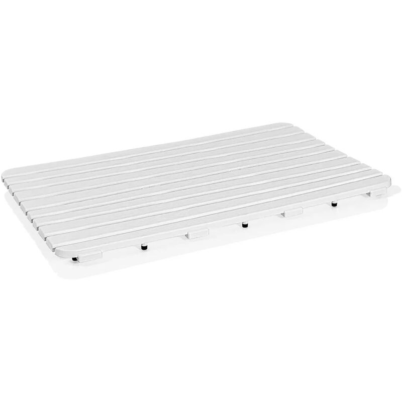 foto del prodotto pedana doccia antiscivolo 80x50 cm bianca con effetto legno in plastica