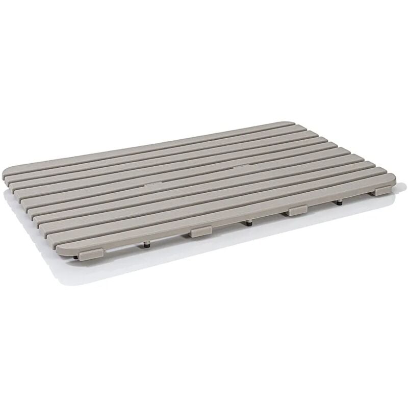 foto del prodotto pedana doccia antiscivolo 80x50 cm tortora con effetto legno in plastica