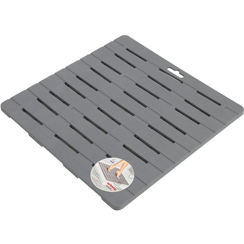 foto del prodotto pedana doccia grigia 55 x 55 in plastica con gommini antiscivolo