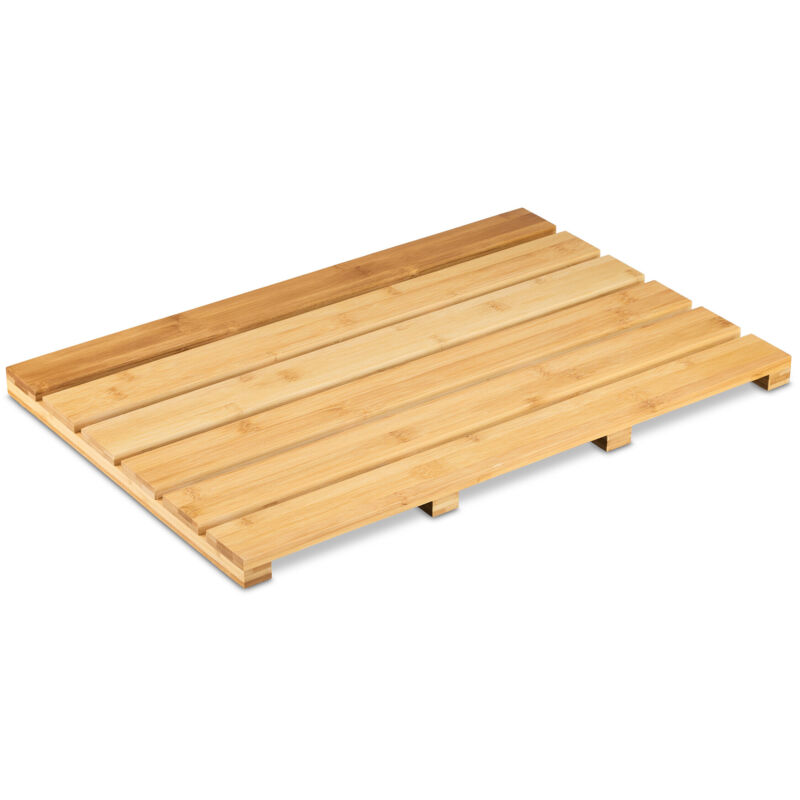 foto del prodotto pedana doccia in bamb , 54 x 36 cm, tappetino antiscivolo per la vasca e la sauna, interno e esterno, naturale relaxdays