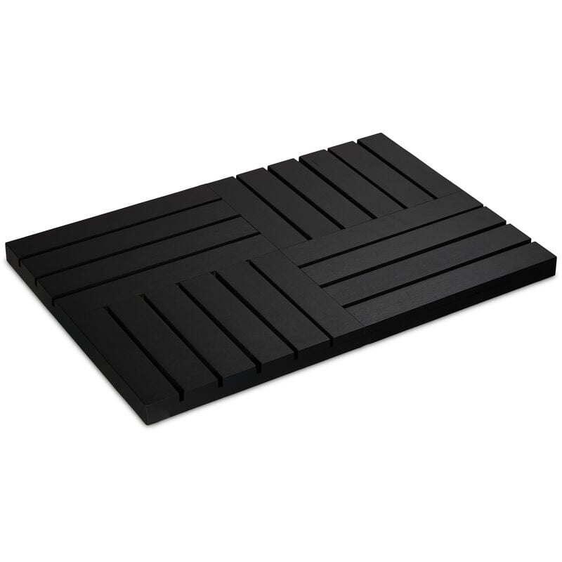 foto del prodotto pedana doccia in bamb , 61 x 40 cm, tappetino antiscivolo da doccia, vasca e sauna, interno e esterno, nero relaxdays