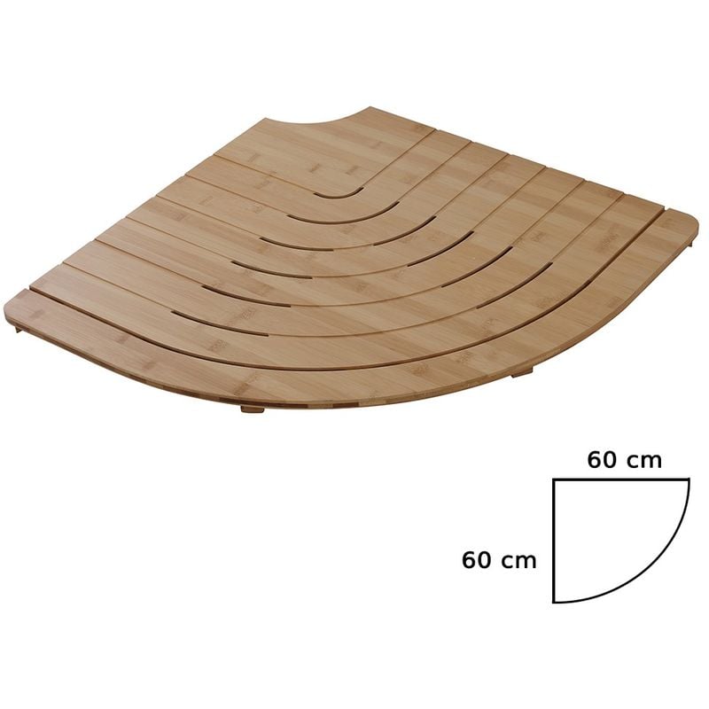 foto del prodotto pedana doccia semicircolare in legno di bamb 60x60 cm