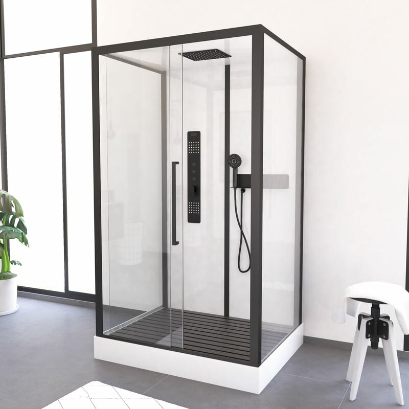 foto del prodotto pedana in legno composito grigio per cabina rettangolare dimensioni 108.5 x 75 x 3.2 cm