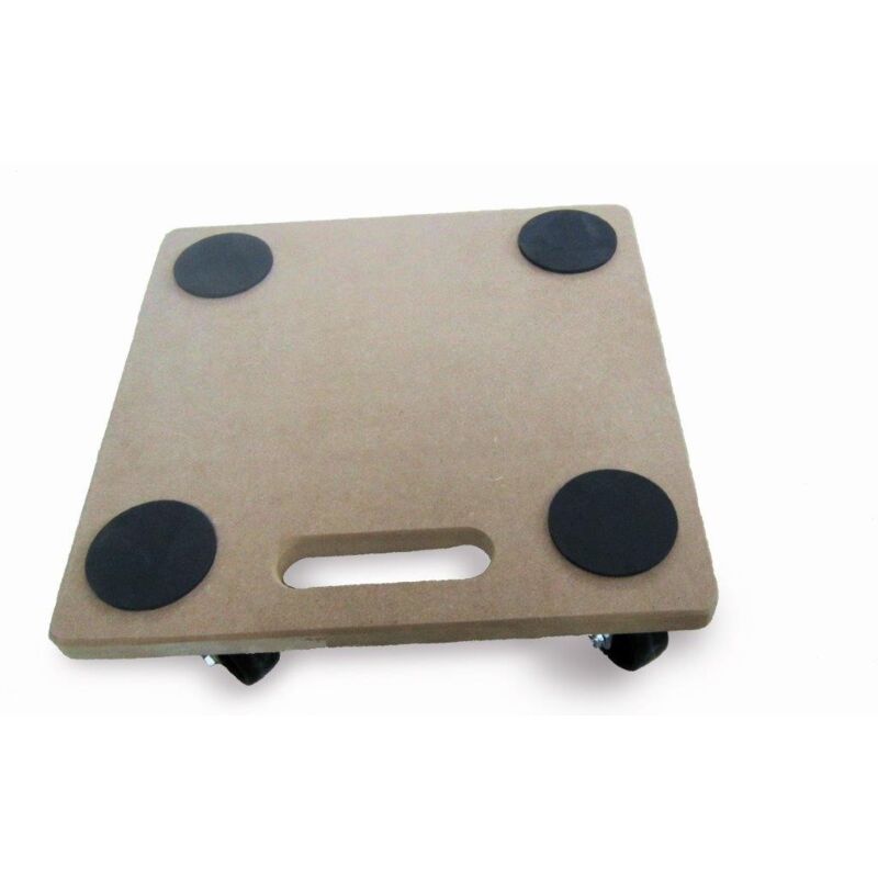 foto del prodotto pedana quadrata in legno con 4 ruote pivottanti 30x30 cm