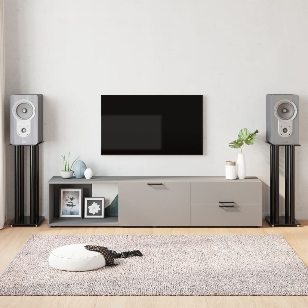 foto del prodotto pedane per casse 2pz nero vetro temperato design a 4 pilastricod mxl 103210