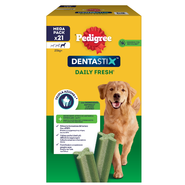 foto del prodotto pedigree dentastix fresh large snack per l igiene orale 21 pezzi 1 ordine scegli lo sconto bzr5 bzr20 200 punti fedelt 