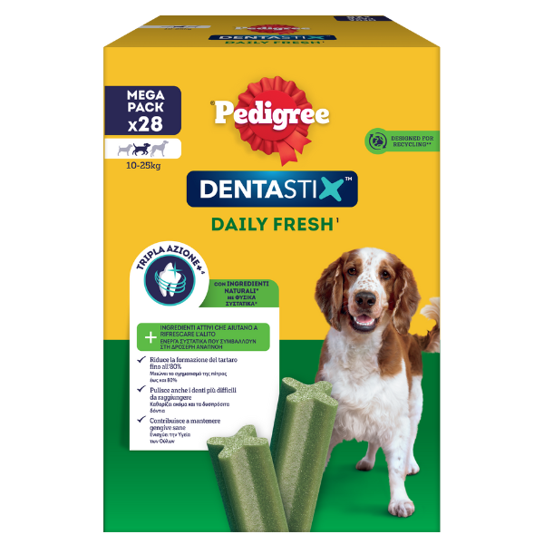 foto del prodotto pedigree dentastix fresh medium snack per l'igiene orale - 28 pezzi - 1 ordine scegli lo sconto bzr5 bzr20 200 punti fedeltà
