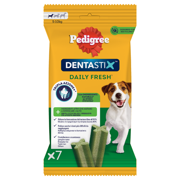 foto del prodotto pedigree dentastix fresh mini snack per l igiene orale 7 pezzi 1 ordine scegli lo sconto bzr5 bzr20 200 punti fedelt 