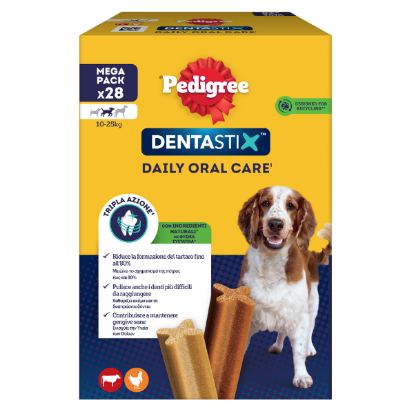 foto del prodotto pedigree dentastix medium snack per l igiene orale 28 pezzi 1 ordine scegli lo sconto bzr5 bzr20 200 punti fedelt 