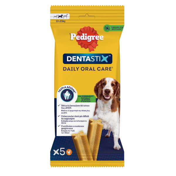 foto del prodotto pedigree dentastix medium snack per l igiene orale 5 pezzi 1 ordine scegli lo sconto bzr5 bzr20 200 punti fedelt 