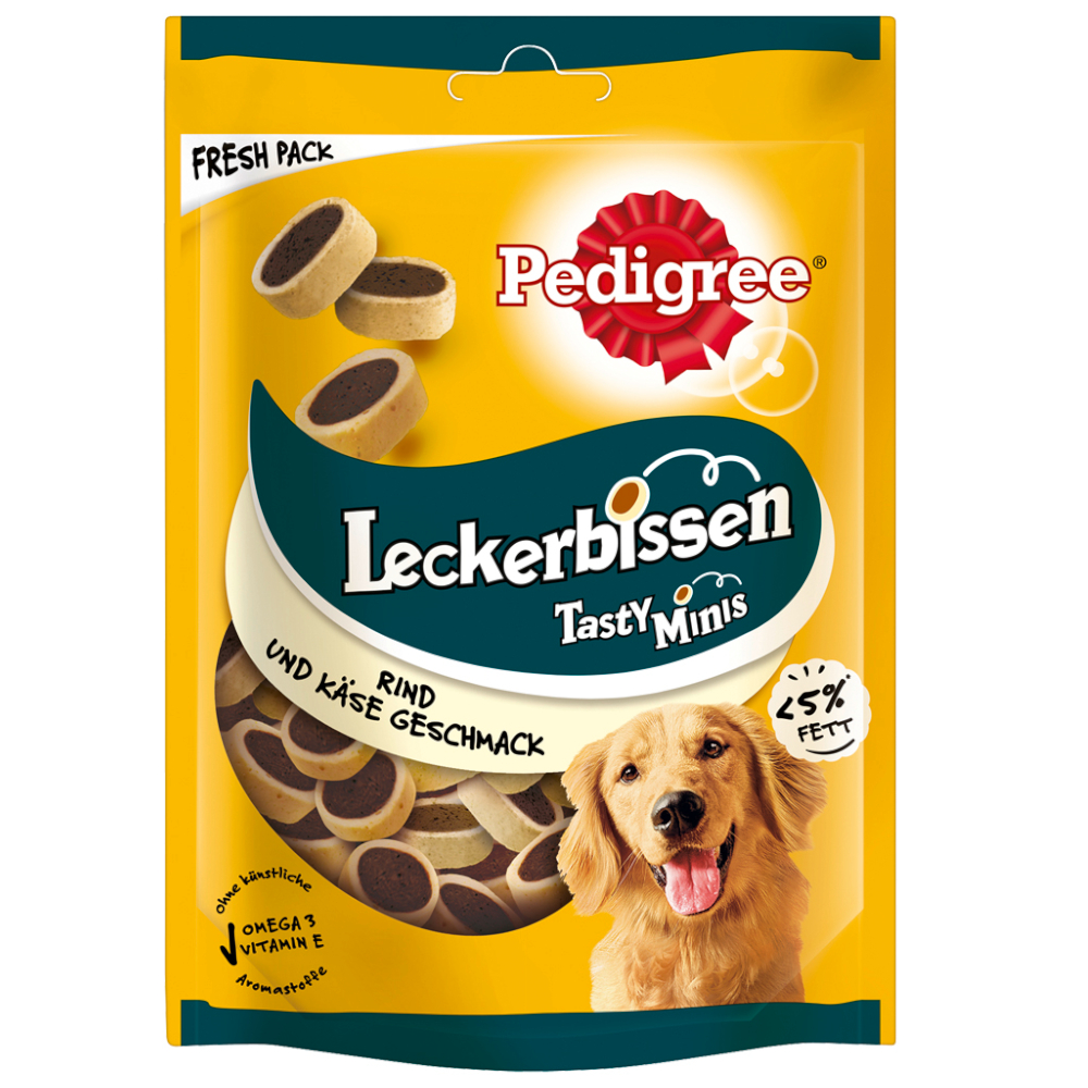 foto del prodotto pedigree tasty bites snack per cani - set %: cheesy bites formaggio &amp; manzo 12 x 140 g