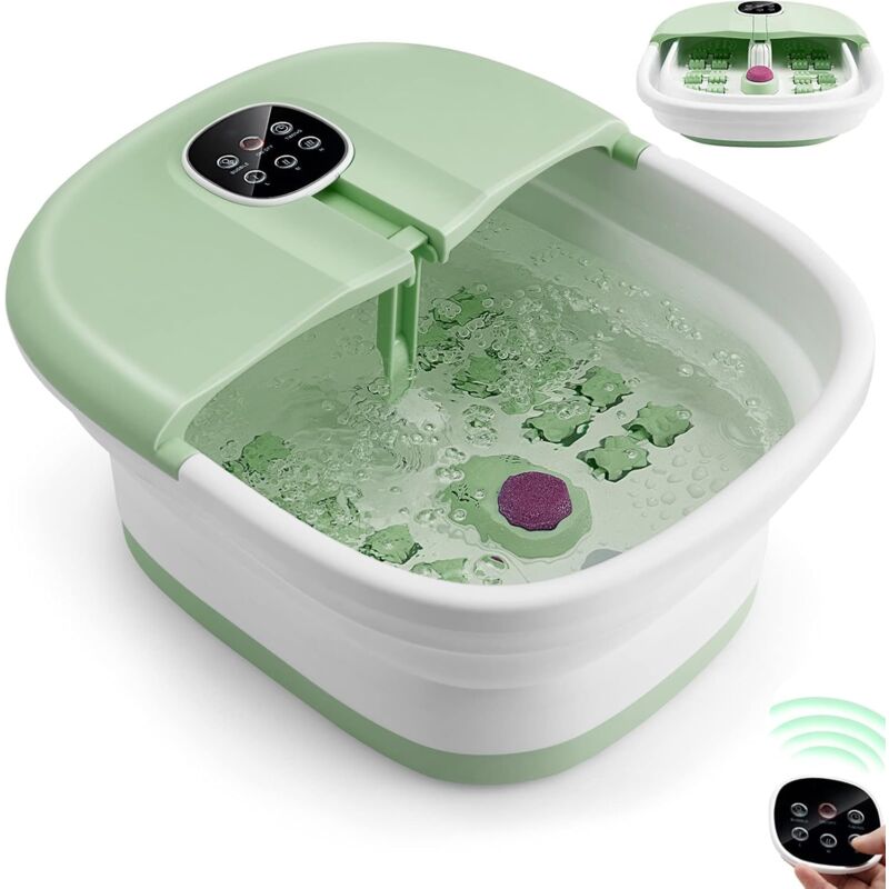 foto del prodotto pediluvio massaggiatore piedi con bolle di vibrazione e rulli, idromassaggio piedi con 3 temperature regolabili e timer 20 60 min, perfetto per