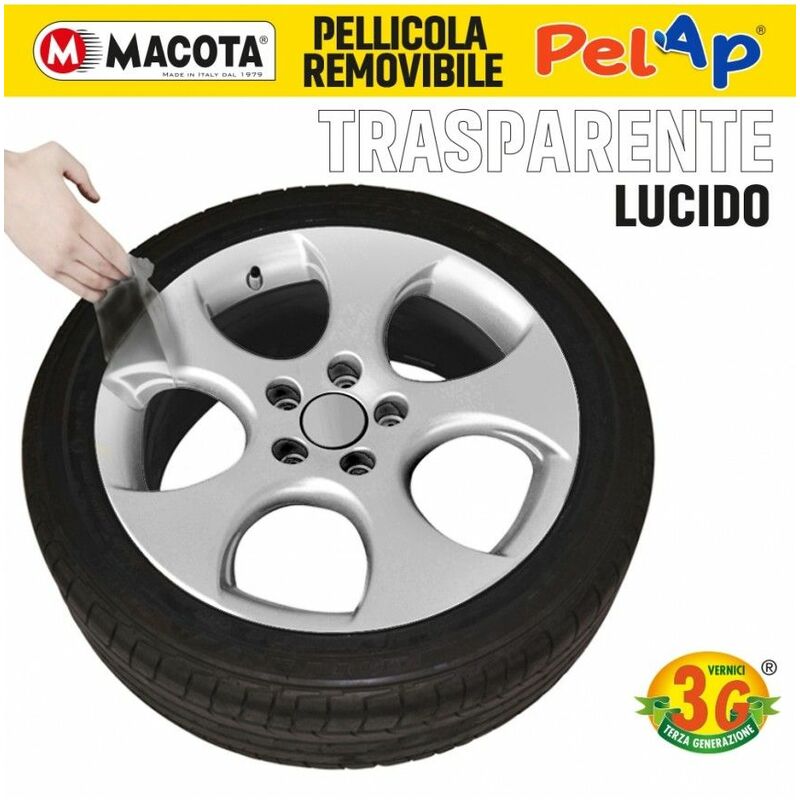 foto del prodotto pelap vernice rimovibile spray 500ml wrapping tuning cerchi car colore trasparente lucido macota