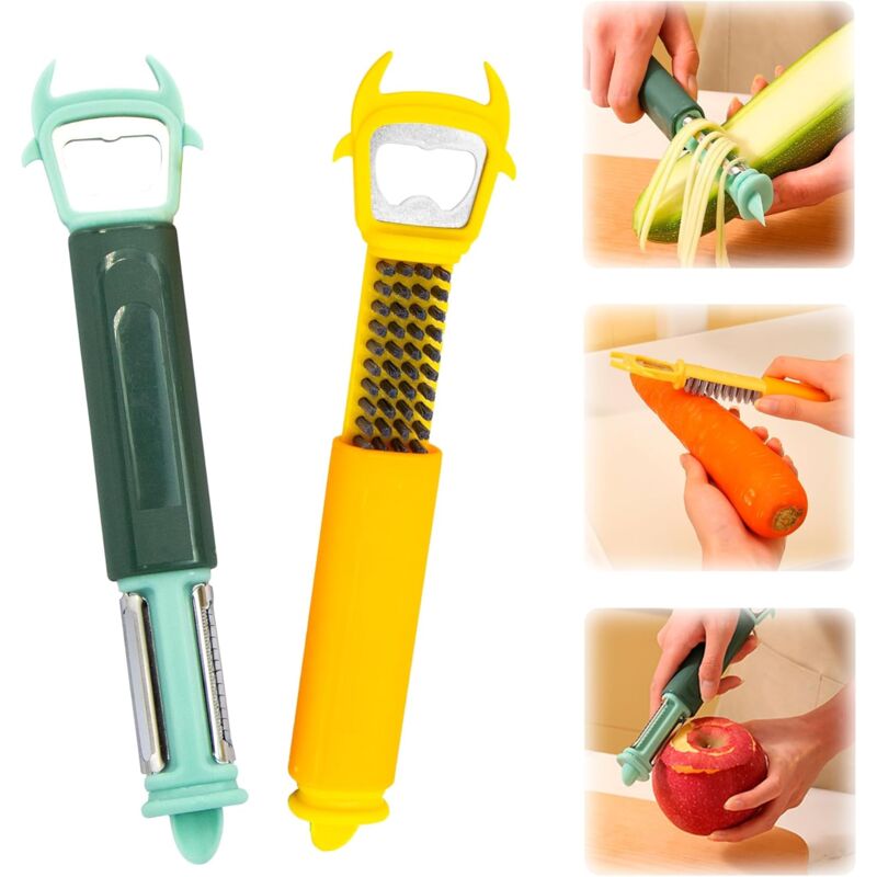 foto del prodotto pelapatate pelapatate frutta pelapatate pelapatate manuale multifunzione 7 in 1 con apribottiglie per pelare frutta e verdura, julienne, sgorbia e