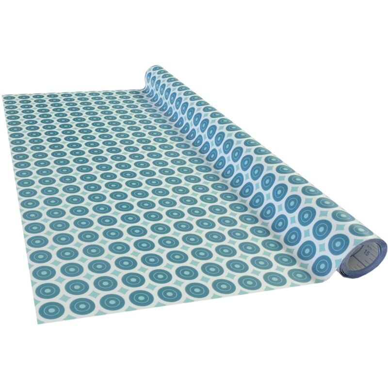 foto del prodotto pellicola adesiva, cerchi awale blu motivo retr blu, 45cm x 2m, spessore 95 , pellicola autoadesiva per mobili o cucina, carta da parati, pvc senza