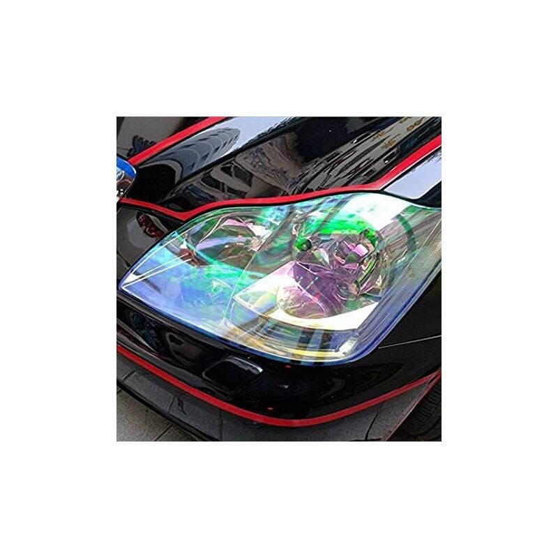 foto del prodotto pellicola adesiva colorata per fari auto anteriori e posteriori in 14 colori colore transparente camaleonte, lunghezza 30cm x 50cm