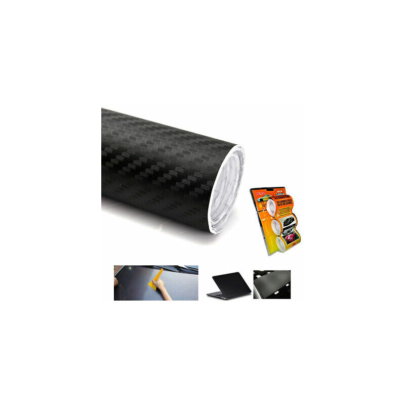 foto del prodotto pellicola adesiva in carbonio 3d 3 rotoli 7x500 cm auto moto adesiva wrapping