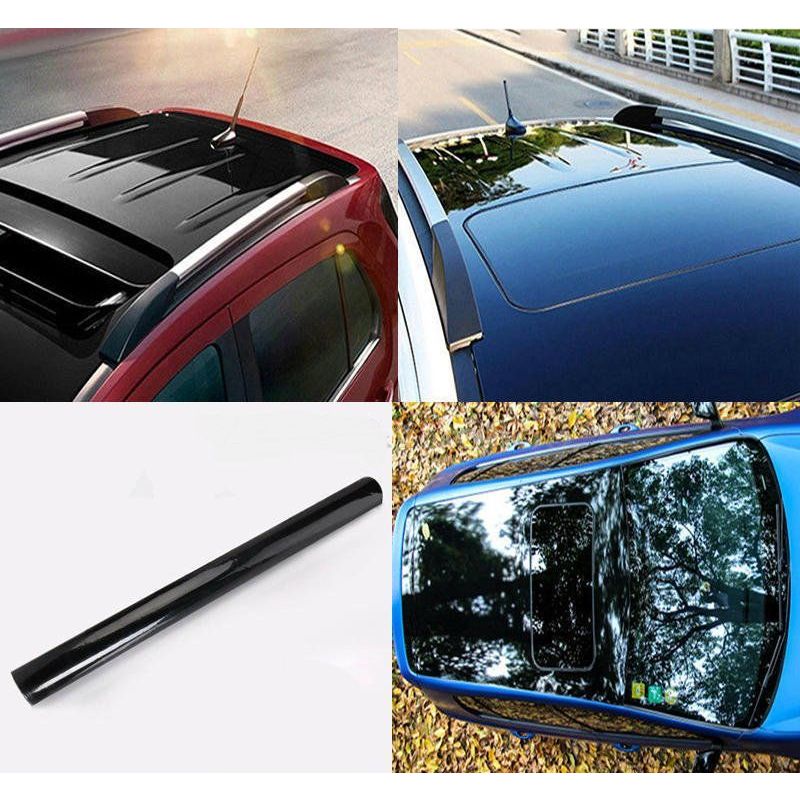 foto del prodotto pellicola adesiva nero lucido 3 strati per tetto auto no bolle misura 135cm x 100cm