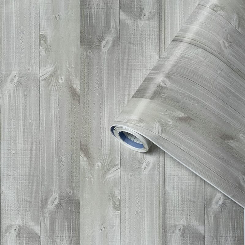 foto del prodotto pellicola adesiva perfect fix, effetto legno tavole taupe, 45cm x 2m, spessore 150 , pellicola autoadesiva per mobili o cucina, carta da parati, pvc