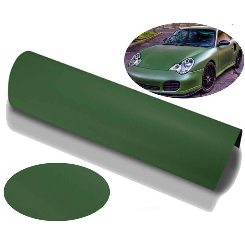 foto del prodotto pellicola adesiva verde militare car wrapping tuning antigraffio no bolle misura 152cm x 100cm