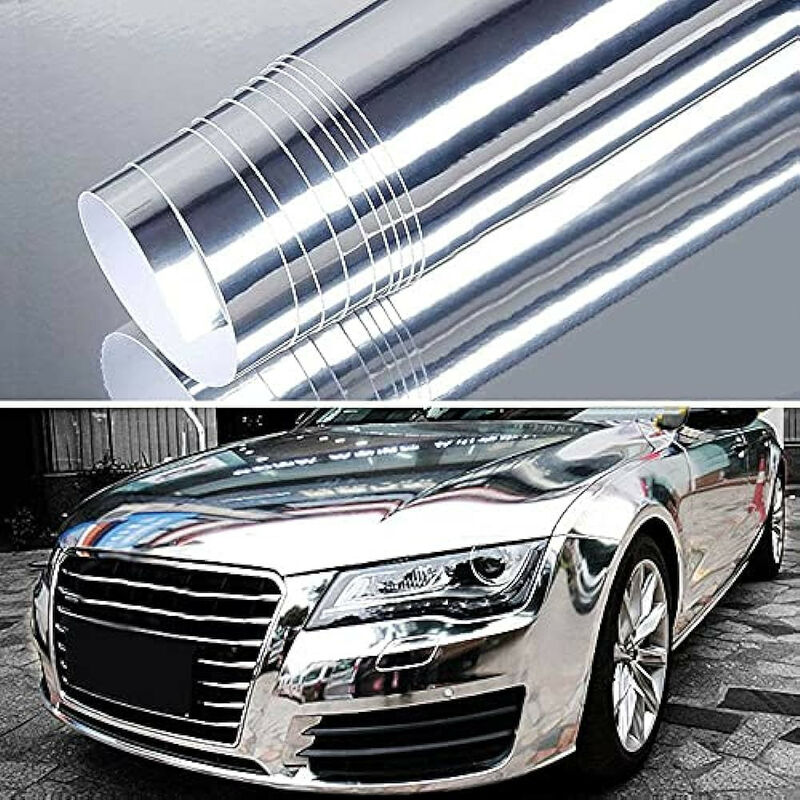 foto del prodotto pellicola cromata adesiva per car wrapping su auto e moto misura 2,5cm x 5 metri