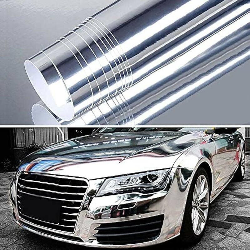 foto del prodotto pellicola cromata adesiva per car wrapping su auto e moto misura 5cm x 5 metri