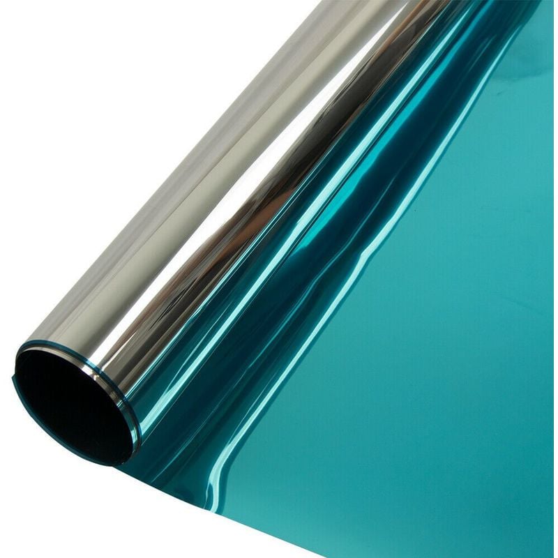 foto del prodotto pellicola effetto specchiato per finestre e vetrate colore argento blue misura 76cm x 100cm