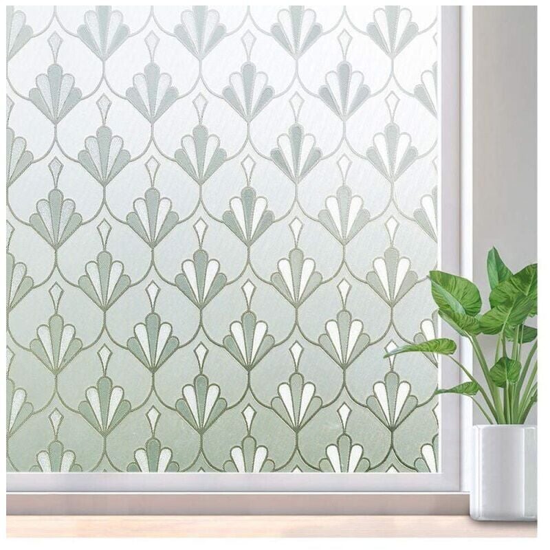 foto del prodotto pellicola elettrostatica per finestre, pellicola per la privacy, non adesiva, riutilizzabile, opaca, motivo floreale, per ufficio, casa, bagno,