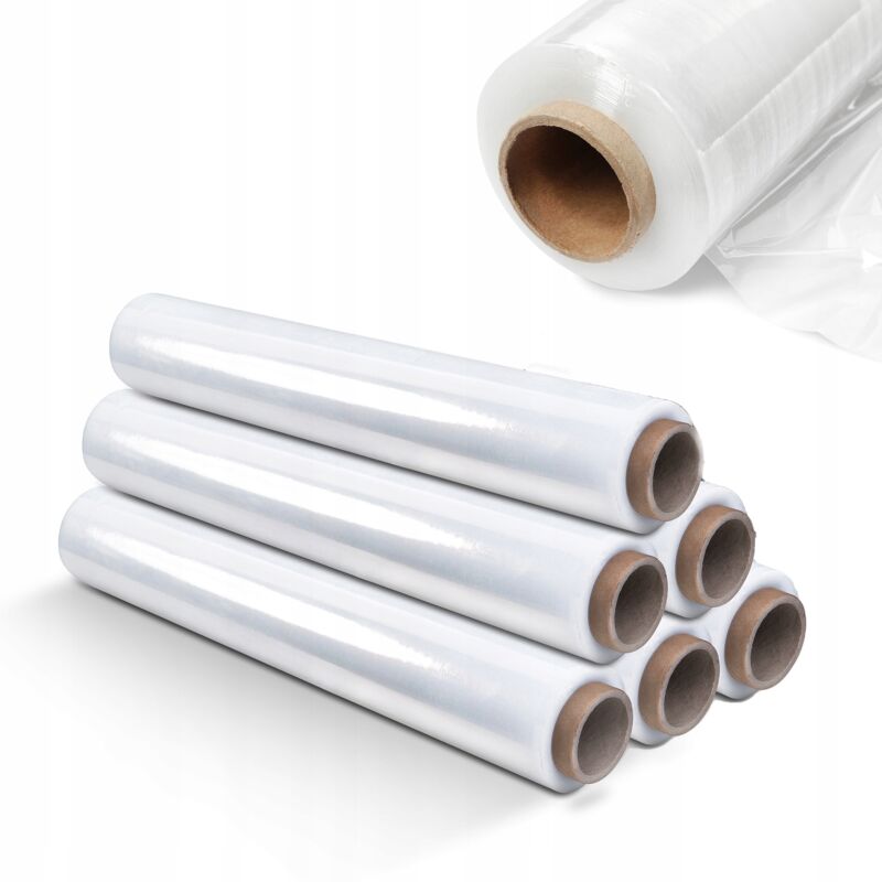 foto del prodotto pellicola estensibile trasparente confezione da 6 300 x 50 cm 3 kg mobili magazzino trasporto pellicola da imballaggio resistente kadax