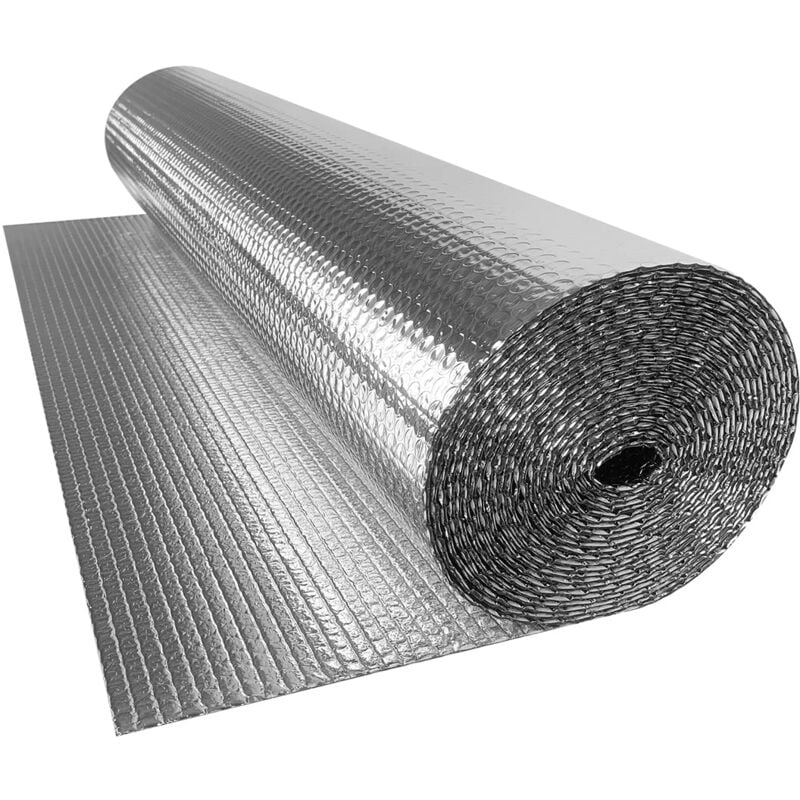 foto del prodotto pellicola isolante termica 1 m x 10 m doppia pellicola a bolle di alluminio per tetto, isolamento termico naizy