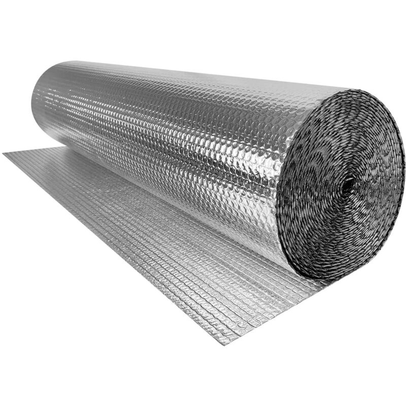 foto del prodotto pellicola isolante termica 1 m x 15 m doppia pellicola a bolle di alluminio per tetto, isolamento termico naizy