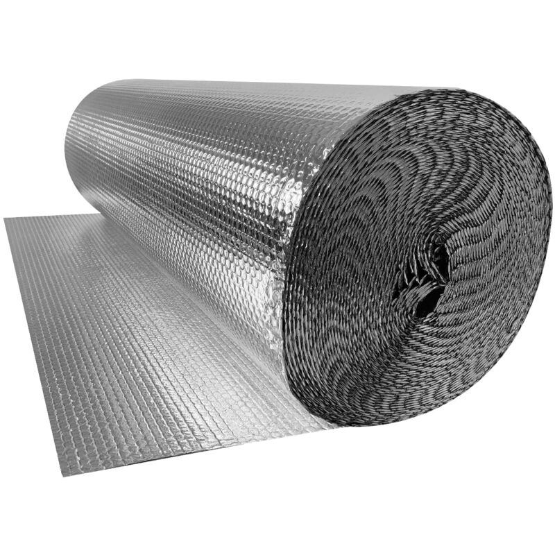 foto del prodotto pellicola isolante termica 1 m x 30 m doppia pellicola a bolle di alluminio per tetto, isolamento termico naizy