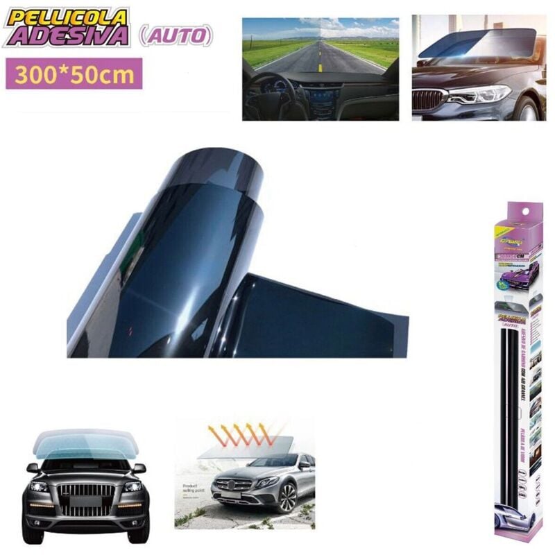 foto del prodotto pellicola oscurante adesiva vetri adesiva auto 300x50cm nero 5 protezione uv