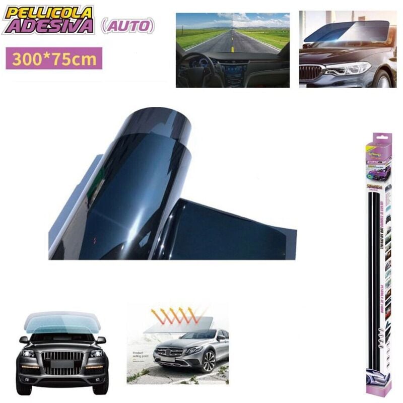 foto del prodotto pellicola oscurante adesiva vetri adesiva auto 300x75cm nero 5 protezione uv