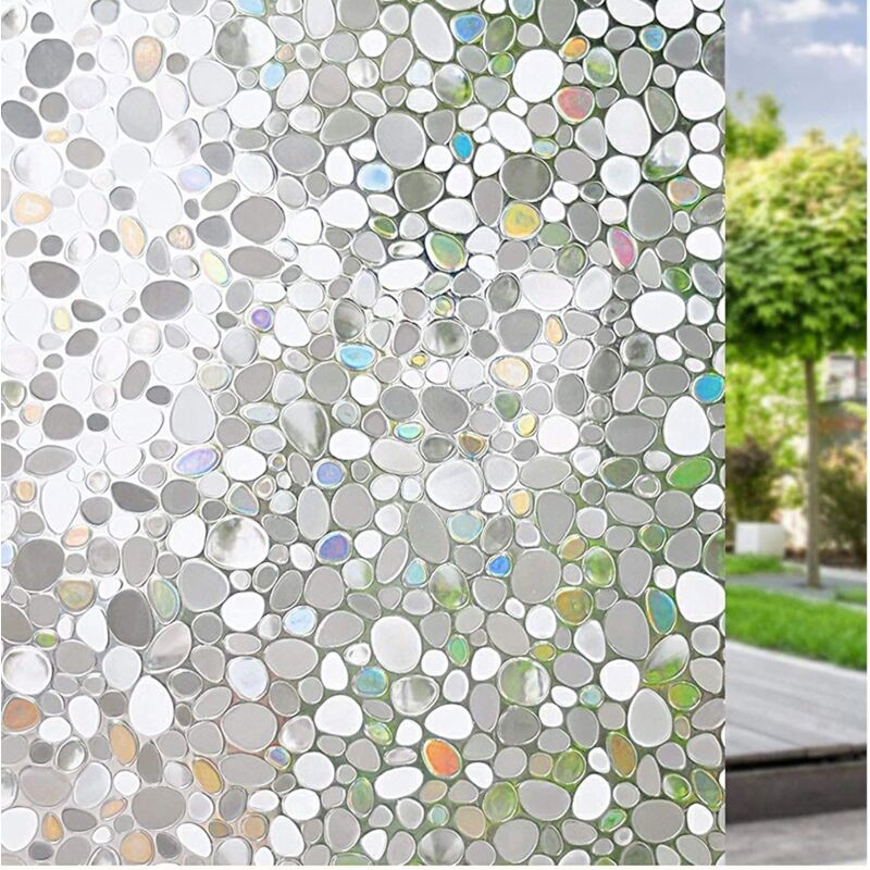 foto del prodotto pellicola per finestre non adesiva, statica e rimovibile, motivo a ciottoli, decorativa 3d, per coprire finestre 45 x 200 cm sollbry