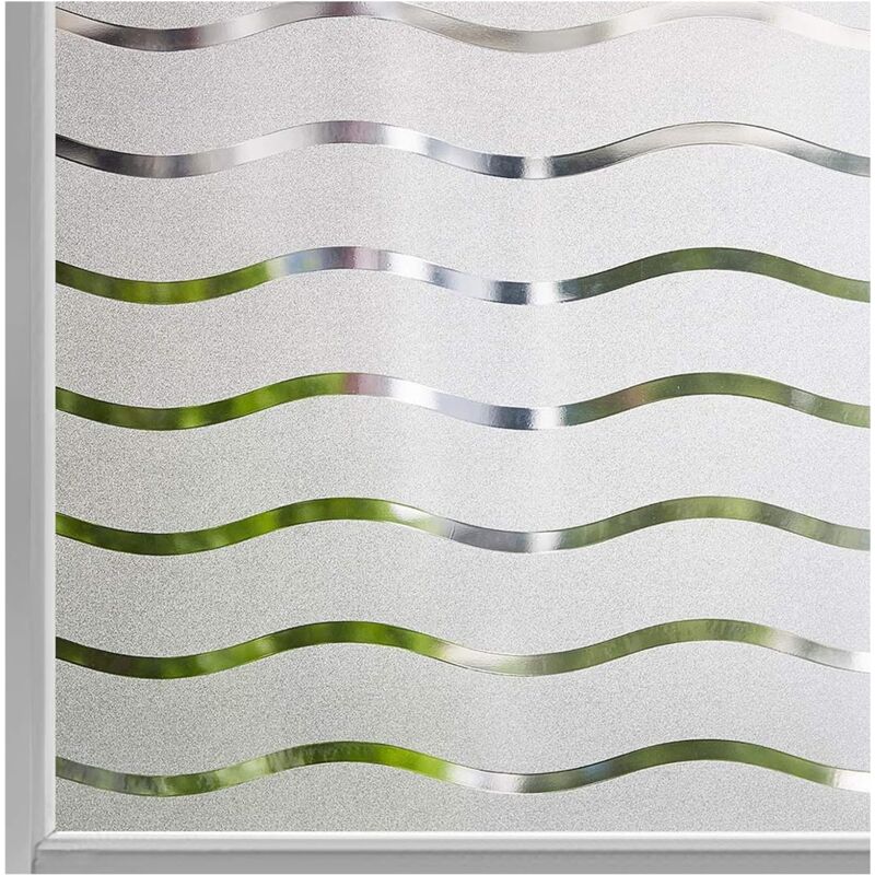 foto del prodotto pellicola per vetri per la privacy, autoadesiva, smerigliata, senza colla, statica, opaca, protezione uv, motivo ondulato, 60x200 cm