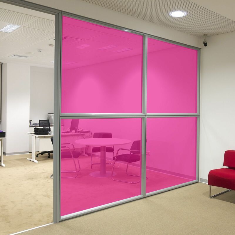 foto del prodotto pellicola trasparente colorata adesiva per vetrate in 8 colori colore rosa, misura 152cm x 100cm