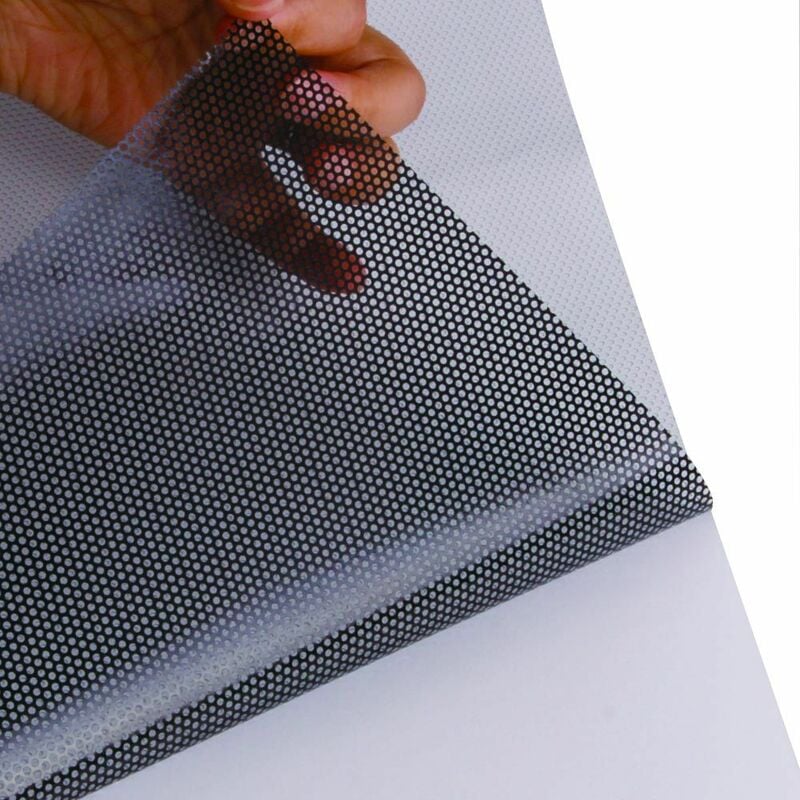 foto del prodotto pellicola vinile perforato autoadesivo a maglie perforate colore nero misura 107cm x 50cm