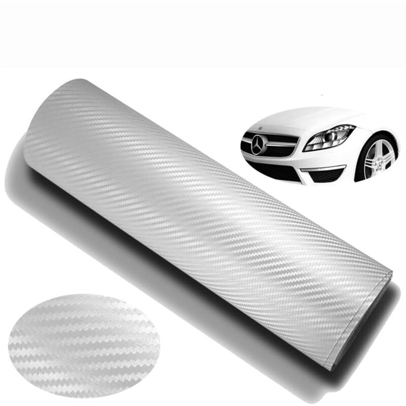 foto del prodotto pellicola wrapping carbonio 3d bianco opaco misura 127cm x 30cm